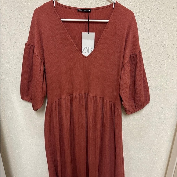 NWT Zara Textured Weave Dress Dusty Rose Size S - Picture 9 of 10